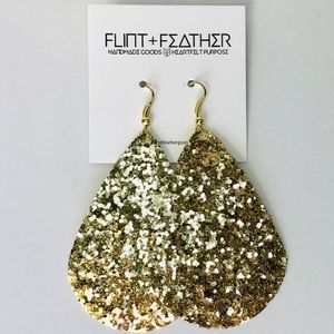 3pk Gold Glitter Faux Canvas Earrings